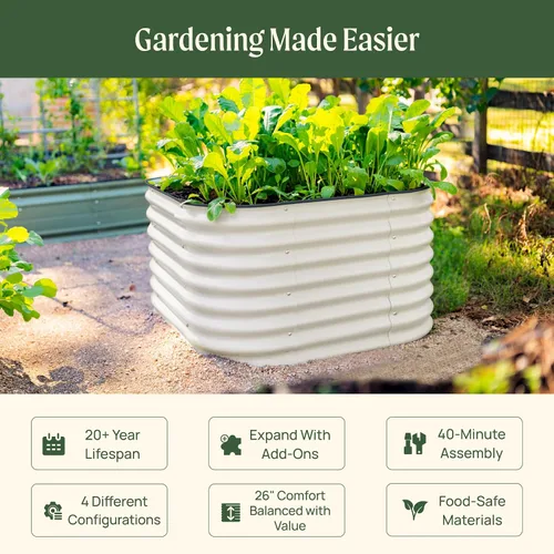 Vista 2 de Vego Garden Kits de cama de jardín elevada de 26" extra alta, caja de maceta elevada modular 4 en 1 para verduras, flores, frutas, cama de jardín