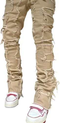 Vista 3 de Pantalones de mezclilla Y2K Hip Hop para hombre, estilo casual, cintura alta, pierna ancha, holgados, bordados, Harajuku, pantalones de mezclilla