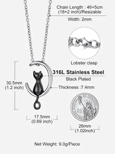 Vista 8 de Richsteel Collares de urna para cenizas para mujeres y hombres, collar con colgante de cremación para cenizas, joyería conmemorativa de acero