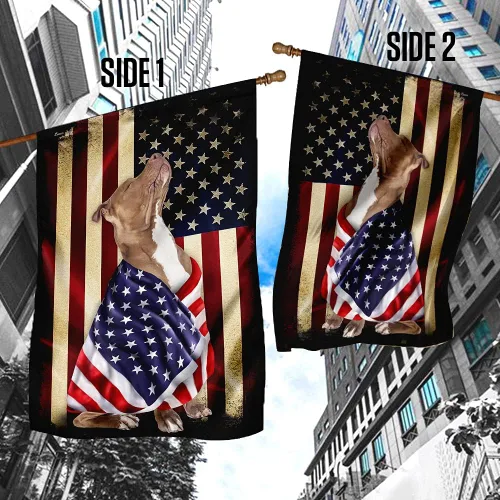Vista 4 de FLAGWIX Bandera estadounidense de Pitbull American Patriot (29.5 x 39.5 pulgadas), banderas de Estados Unidos de poliéster de alta calidad