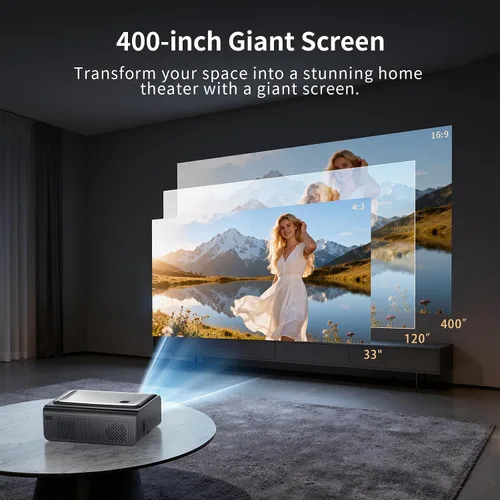 Vista 7 de Proyector para exteriores 4K con WiFi y Bluetooth, licencia de Netflix, enfoque automático Native 1080P • High Brightness • Auto Keystone • Dolby