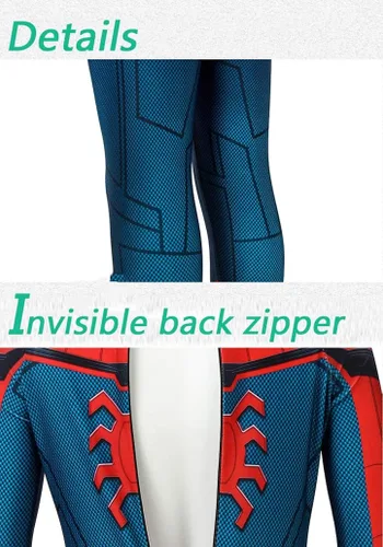 Vista 5 de Yakogy Disfraz de superhéroe para niños, disfraz de Halloween, traje Zentai 3D de elastano
