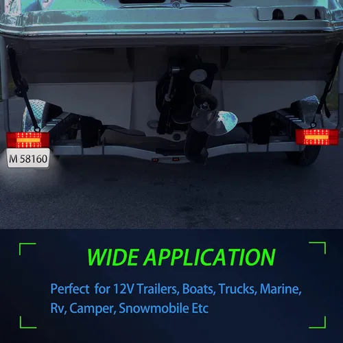 Vista 3 de Luces de remolque de barco, kit de luces LED rectangulares de perfil bajo, sellado rojo, IP68, impermeable, luces traseras de remolque de repuesto