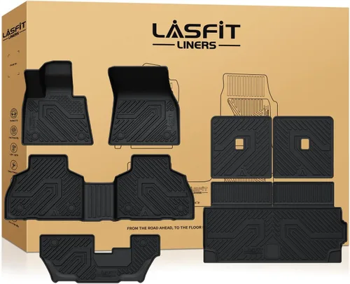 Vista 59 de LASFIT - Tapetes de suelo y maletero de auto, ajuste personalizado, de TPE, para todo tipo de clima, impermeable, juego completo, negros