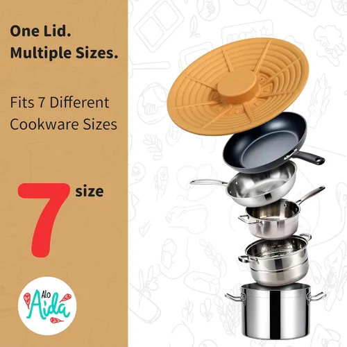 Vista 5 de Tapa universal de silicona para cuencos y ollas pequeñas, silicona de grado alimenticio, sin BPA, cubierta para microondas, protector