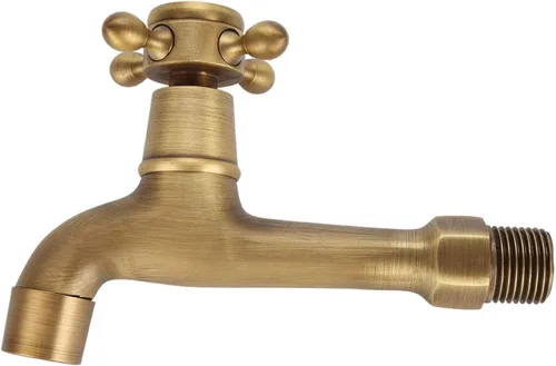 Vista 9 de Europeo montado en la pared vintage G1/2 "grifo de latón sólido solo cinta de agua fría para fregadero de cocina fregona piscina (L)
