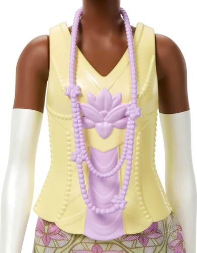 Vista 6 de Mattel Disney Princess Toys, muñeca de moda Tiana con 2 estilos, 9 accesorios, 2 corpiños a presión y 2 faldas, historias 2 en 1 inspiradas