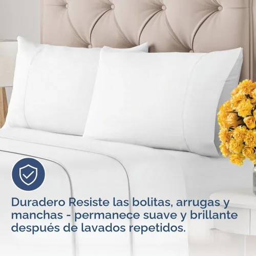 Vista 6 de Juego de 2 fundas de almohada 100 % algodón de 400 hilos, sin arrugas ni decoloración, protectores lavables a máquina, ropa de cama de hotel