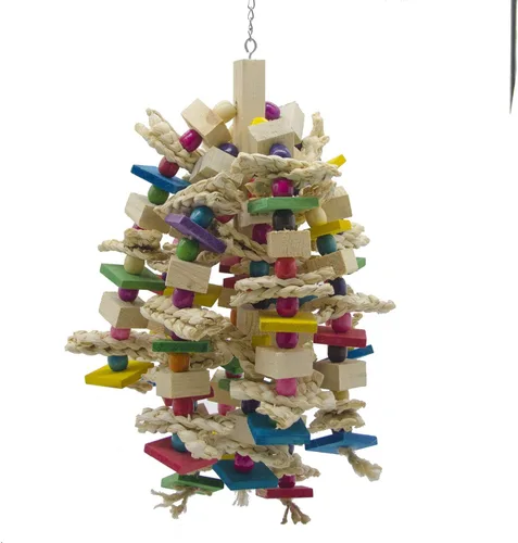 Vista 3 de EBaokuup Juguete masticable grande para loros – Bloques de loros de pájaros, juguete desgarrador, jaula de pájaros, juguete para mordedura de jaula