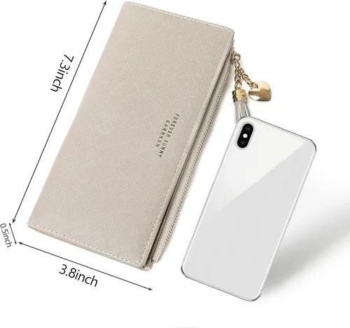 Vista 3 de Cartera delgada para mujer, cartera delgada para mujer, cartera delgada para mujer, cartera delgada para mujer, #04-Gris, Minimalista