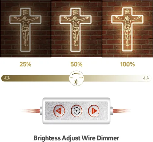 Vista 2 de Letrero de neón con cruz de Jesús, luz de neón LED de cruz de Jesús blanca cálida, hecha a mano con grabado 3D para amigos, familia, compromiso