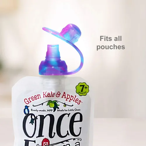 Vista 5 de ChooMee SnakPack - Juego de iniciación reutilizable para alimentos para bebés, 4 unidades, 5 onzas, incluye tapas de bolsa SoftSip, 2