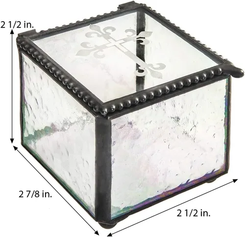 Vista 4 de Caja de cristal de la cruz para regalo de la primera comunión católica caja de rosario religioso joyería de recuerdo de la joyería de Christian RCIA