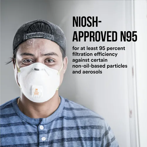Vista 7 de 3M - Respirador N95 8511, paquete de 10, aprobado por NIOSH, N95, cuenta con válvula de exhalación 3M COOL FLOW, alivio del polvo y ciertas