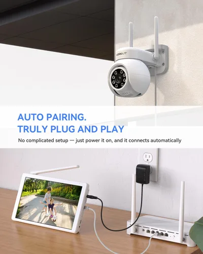 Vista 2 de Sistema de cámara de seguridad inalámbrica, 4 cámaras PTZ de 3MP para exteriores para vigilancia del hogar, monitor LCD NVR de 10 canales de 10