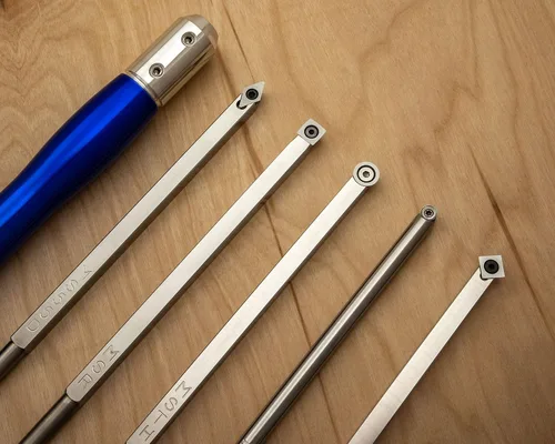Vista 2 de Simple Woodturning Tools Juego de 5 herramientas de torneado de madera de carburo más mango intercambiable (mango azul zafiro), fabricado en Estados