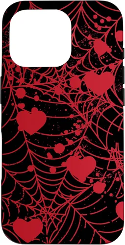 Vista 20 de Spiderweb Valentine's Day Hearts Gothic Goth Black Fairycore Case for iPhone 17