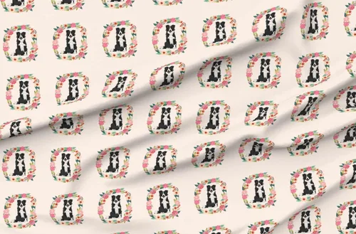 Vista 4 de Spoonflower Fabric - Inch Border Collie Black White Wreath Florals Dog Floral Dogs Collies Printed on Chiffon Fabric Fat Quarter - Sewing Fashion
