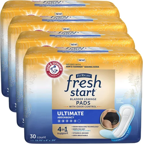 Vista 9 de FitRight Fresh Start - Almohadillas posparto e incontinencia para mujer, máxima absorción (30 unidades) almohadillas de fugas de vejiga