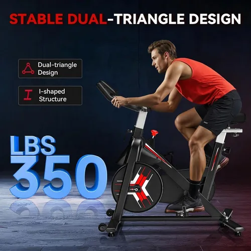 Vista 3 de Exercise Bike, Wenoker Magnetic Resistance Stationary Bike for Home App Sync Indoor Bike with 350lbs Weight Capacity, Tablet Holder and Fitness