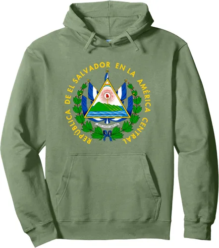 Vista 7 de Sudadera con capucha con diseño de emblema de la bandera de El Salvador