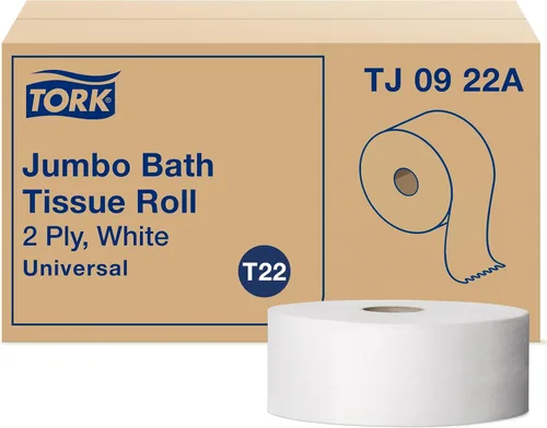 Vista 7 de Tork Rollo de papel higiénico Jumbo Blanco T22, Universal, 2 capas, 8x1000', 221008