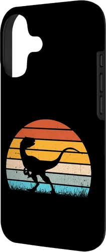 Vista 2 de Retro Sunset Jurassic Velociraptor Dinosaur Case for iPhone 17