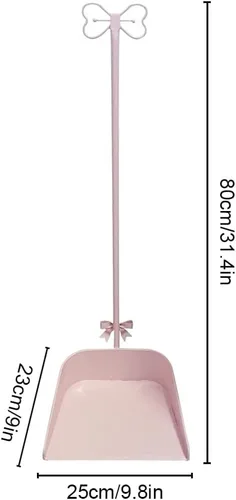 Vista 2 de Sartenes de metal con nudo de lazo con mango largo, recogedor de pie rosa para vestíbulo, garaje, hogar y patio