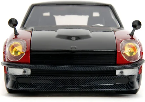 Vista 6 de 1972 Datsun 240Z Negro y Rojo Metálico con Gráficos Fast X (2023) Película Fast & Furious Series 1/24 Modelo de coche fundido a troquel por Jada
