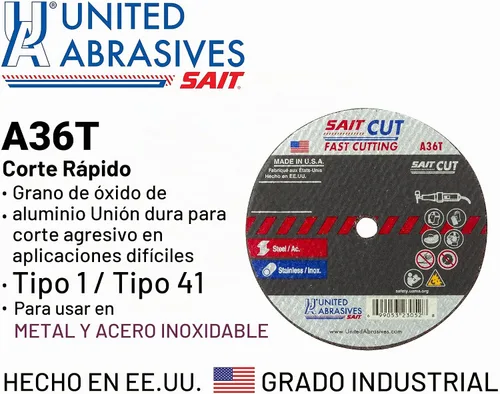 Vista 3 de United Abrasives /SAIT 23040 Rueda de corte 3" X 1/16" X 3/8" (A36T)
