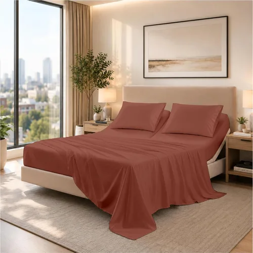 Vista 34 de SGI bedding Sábana Queen de 28 pulgadas con cabecera flexible y parte superior dividida, 100% algodón egipcio - 600 número de hilos, sábanas de 01