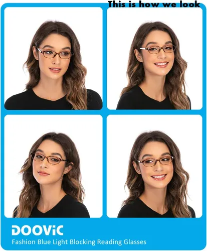 Vista 6 de DOOViC Paquete de 2 lentes de lectura de moda para mujer, diseño elegante, bloqueo de luz azul, lectores 3.0 de fuerza