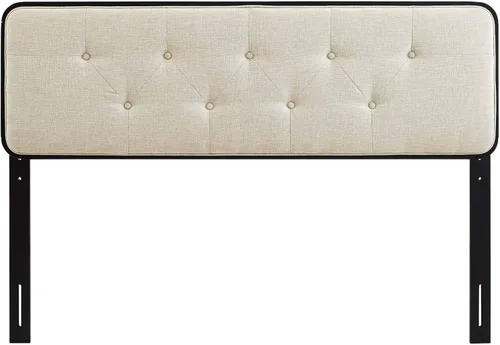 Vista 4 de Modway MOD-6233-BLK-BEI Collins - Cabecero tapizado con botones de tela y madera para cama matrimonial, color negro y beige