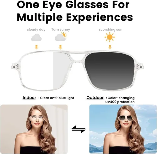Vista 4 de Gafas inteligentes para mujeres y hombres, protección UV contra la luz azul, lentes inteligentes de control de voz con micrófono y altavoces