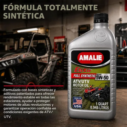 Vista 8 de AMALIE Elixir 5W-50 Aceite de motor ATV y UTV completamente sintético (160-72516-EA) botella de 1 cuarto de galón Fabricado en Estados Unidos