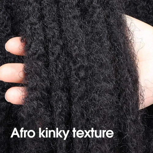 Vista 3 de ToyoTress Bob Marley Twist Hair - 8 Pulgadas Paquete de 6 Cabello Marley Negro Corto Para Locs Falsos, Extensiones de Cabello Rizado Afro Kinky