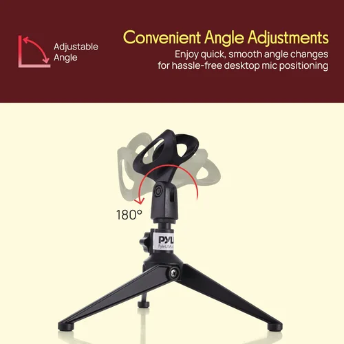 Vista 6 de Pyle - Soporte de micrófono de escritorio para trípode, altura ajustable de 4.7 a 8.7 pulgadas de alto con soporte de embrague resistente, peso de 5