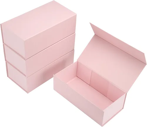 Vista 10 de Ditwis Caja de regalo de 12x9x4 pulgadas con tapa de cierre magnético, caja magnética negra y dorada para boda, propuesta de padrinos y damas