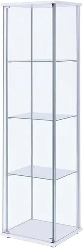 Vista 11 de BOWERY HILL 3 Shelf Glass Curio Cabinet, Sandy Black Metal Frame, Engineered Wood Top and Base, Clear Glass Panels, Laminate Veneer Finish