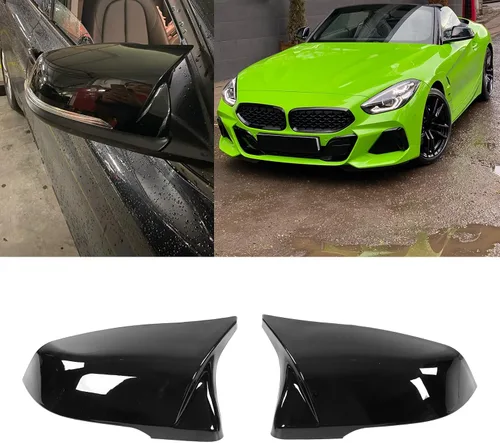 Vista 4 de Akozon Cubierta para espejo retrovisor, par de cubiertas de espejo retrovisor lateral izquierdo derecho negro brillante ABS espejo de puerta
