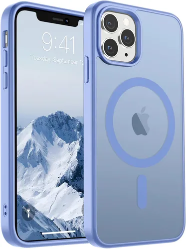Vista 13 de SUPFINE Funda magnética para iPhone 11 Pro Max (compatible con MagSafe) (protección contra caídas de grado militar), delgada, translúcida mate, a