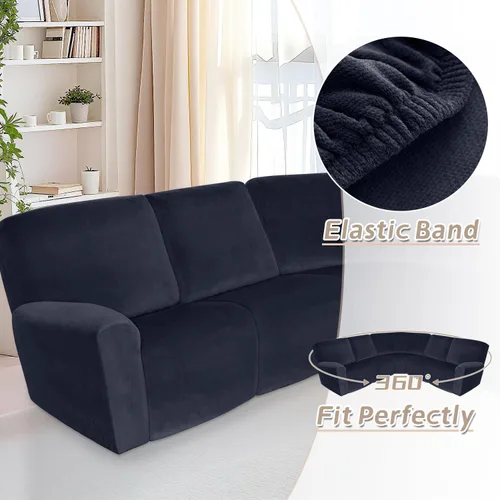 Vista 123 de Arfntevss Fundas de sofá seccional reclinable de terciopelo, Funda de sofá seccional de esquina para sofá reclinable, Funda elástica suave