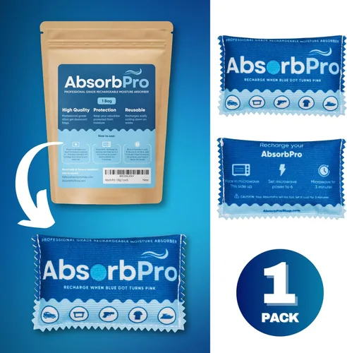 Vista 7 de Absorb Pro - Bolsa deshumidificadora recargable, 3.53 onzas de gel de sílice, 1 paquete