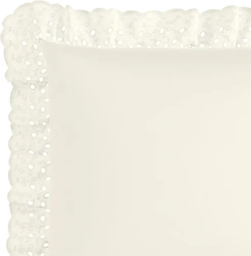 Vista 2 de FRESH IDEAS Fundas de almohada con volantes con detalle de ojales bordados, estándar, marfil, paquete de 2