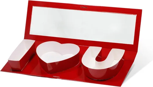 Vista 11 de Geoto Paquete de 6 cajas de regalo rellenables en forma de letra de 17.3 x 6 x 2 pulgadas, color rosa/rojo/blanco, caja de regalo con texto en Rosa