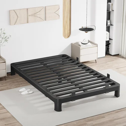 Vista 10 de MAF - Base de cama de plataforma de 14 pulgadas para cama individual con listones de madera, base de cama de metal resistente de 3500 libras