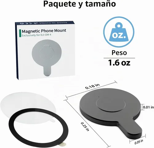 Vista 9 de Soporte de anillo magnético para DJI Osmo Mobile 8P 8 7P 7 6 SE OM 5 4 Negro