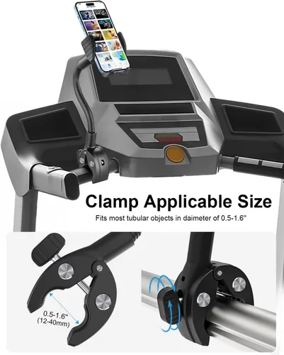 Vista 5 de Soporte de teléfono de cuello de cisne para silla de ruedas, cochecito, carrito de golf, barco, soporte de micrófono, bicicleta de ciclismo