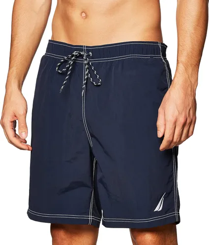 Vista 2 de Nautica Traje de baño estándar sólido de secado rápido con logotipo clásico para hombre