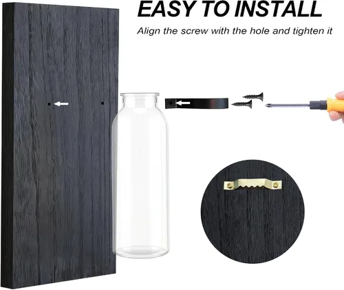Vista 5 de Heiple Paquete de 2 Maceteros de Pared para Plantas de Interior, Decoración de Madera y Vidrio para Baño, Dormitorio, Sala de Estar, Jarrones